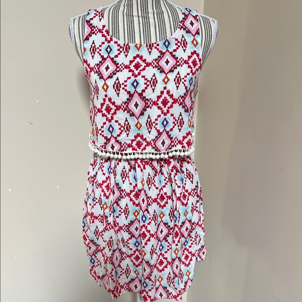 Colorful Geometric Pattern Dress with crisscross back